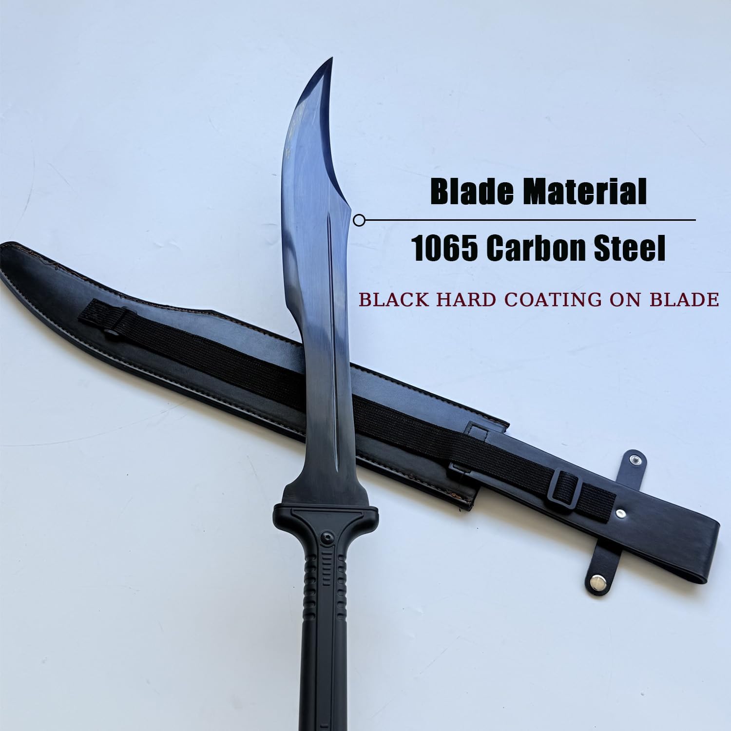 40" Two-Handed Spartan Sword Full Tang 1065 Carbon Steel, Nylon Fiber glass Handle with PU Oil-Edged Leather Sheath, Outdoor,Tactical,Collection Scenarios - Image 3