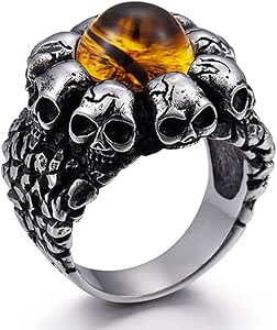 Acquista Anello antico in argento vintage da uomo e da donna con gemme, set di gioielli gotici punk, accessori per feste in Italia a partire da 7.86