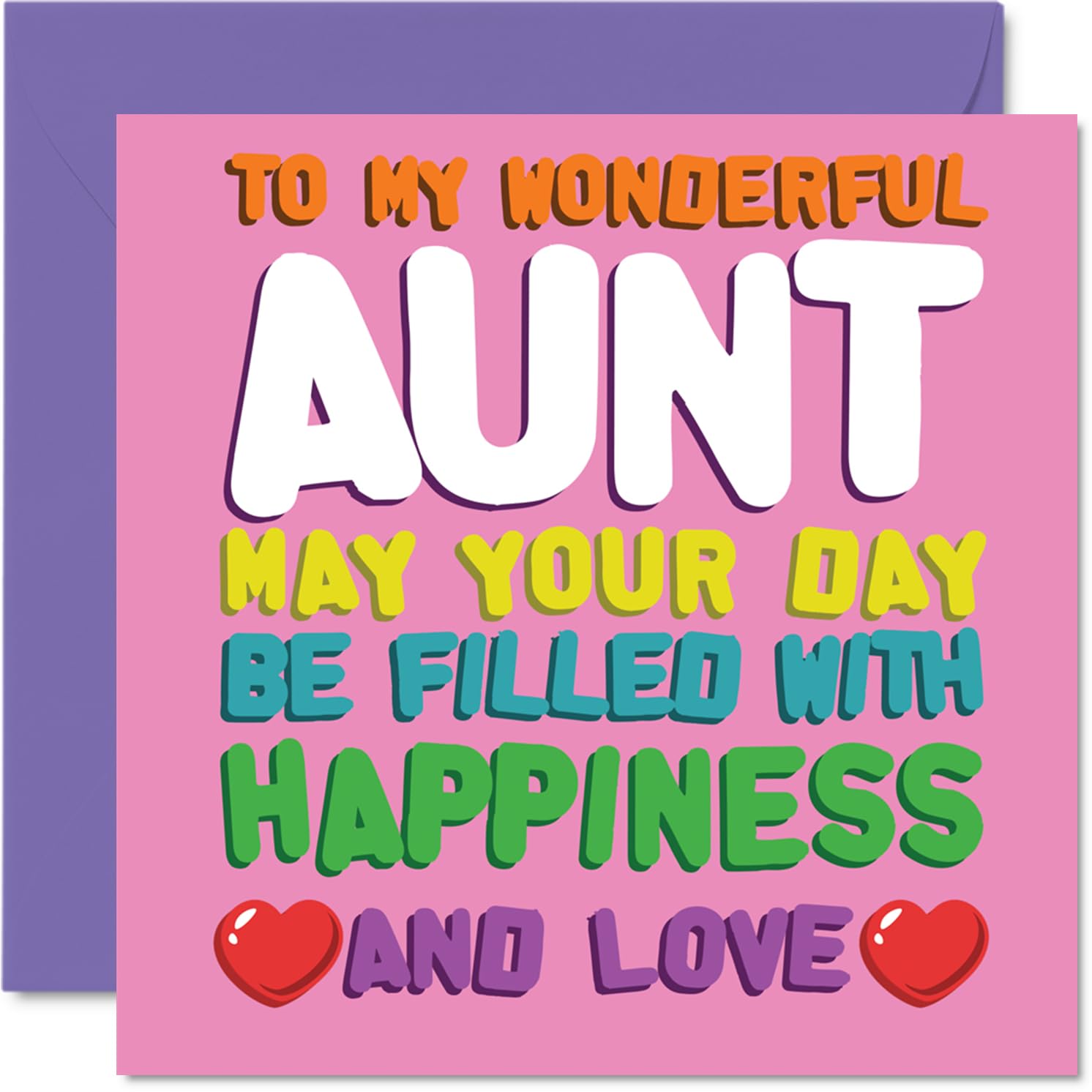 Aunt Birthday Card - Happiness And Love - Happy Birthday Card for Aunt from Nephew Niece, 145mm Happiness And Love Mother's Day Greeting Cards