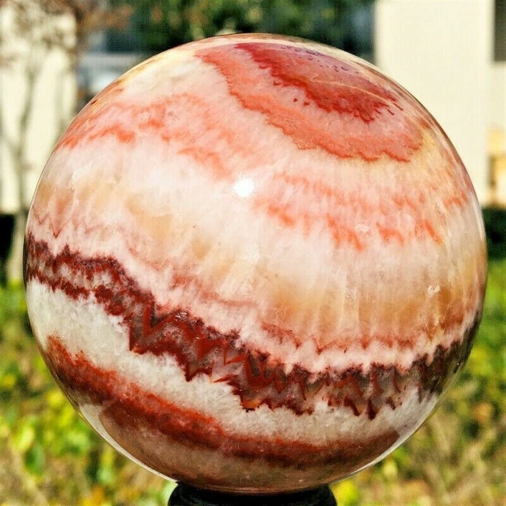 Decorazione for la casa da , sfera di cristallo di quarzo con sfera di rodocrosite naturale, regali di guarigione , cristallo naturale (dimensioni : 65-70 mm) Collezioni di casa ( Size : 65-70mm )