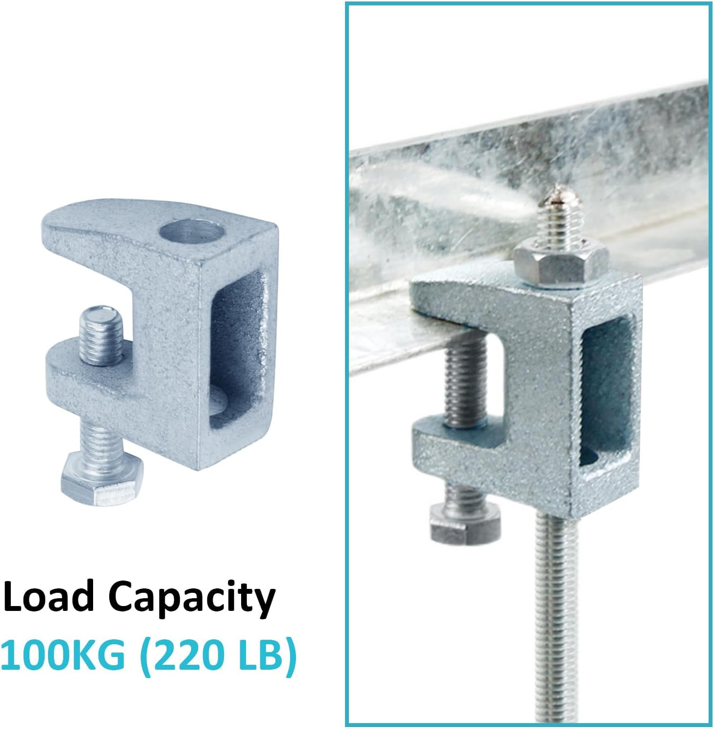 10 Pcs Top Beam Clamp, Mouth Malleable Cast Iron Mount C-Clamp 3/4" Jaw Opening Fit 3/8" Threaded Rod