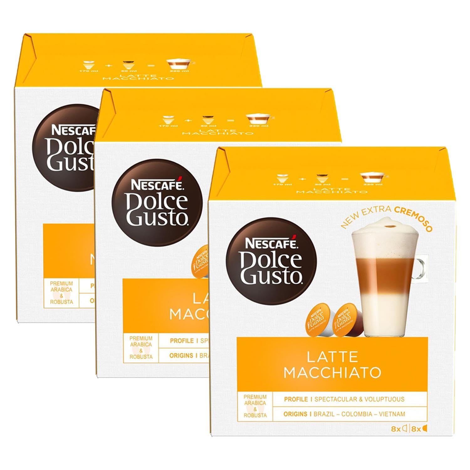 Nescafe Dolce Gusto Latte Macchiato (3 Stück Packung), 3x16 Kaffee Kapseln