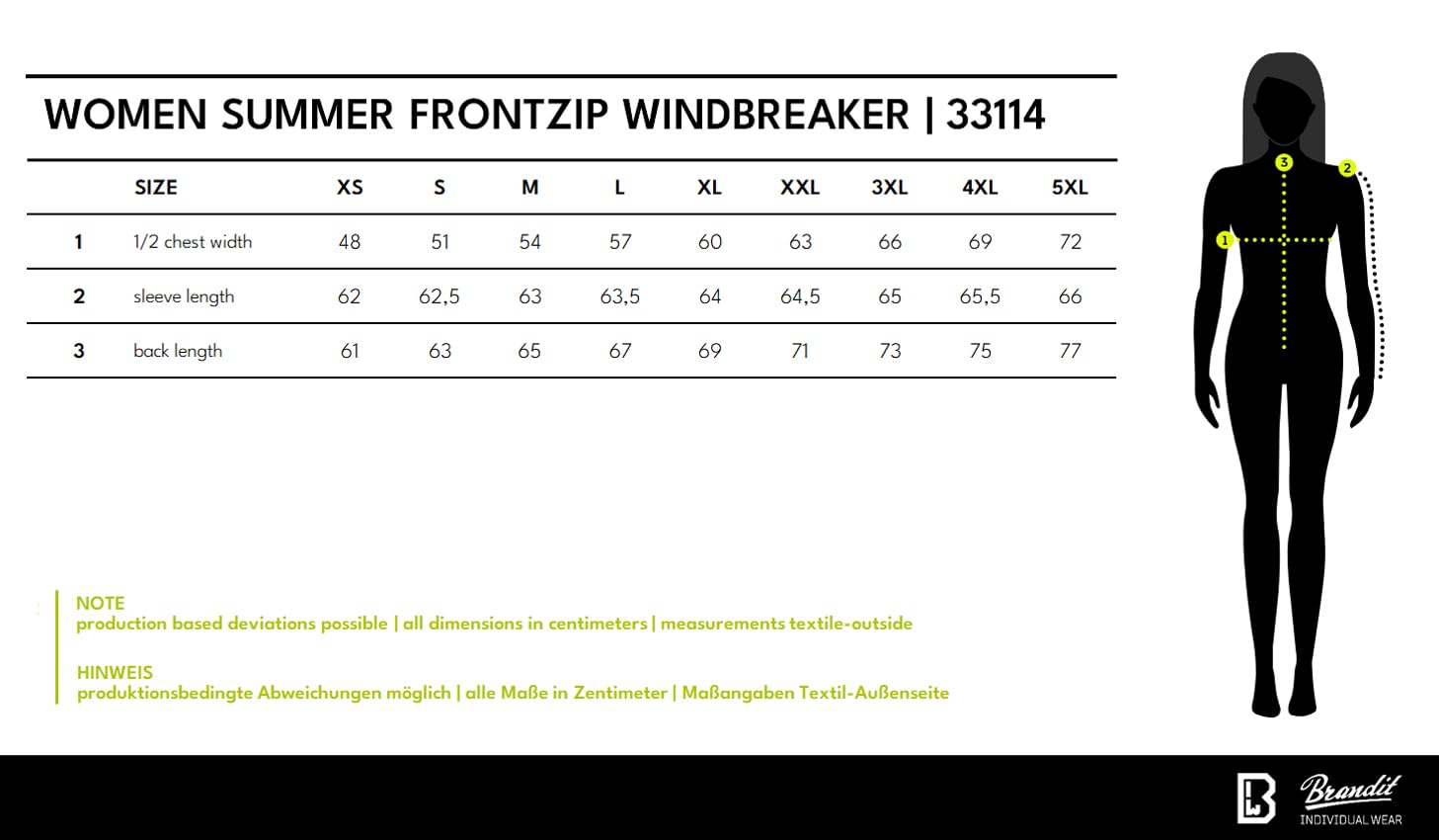 Brandit Windbreaker Kobiety Women Summer Frontzip Windbrea
