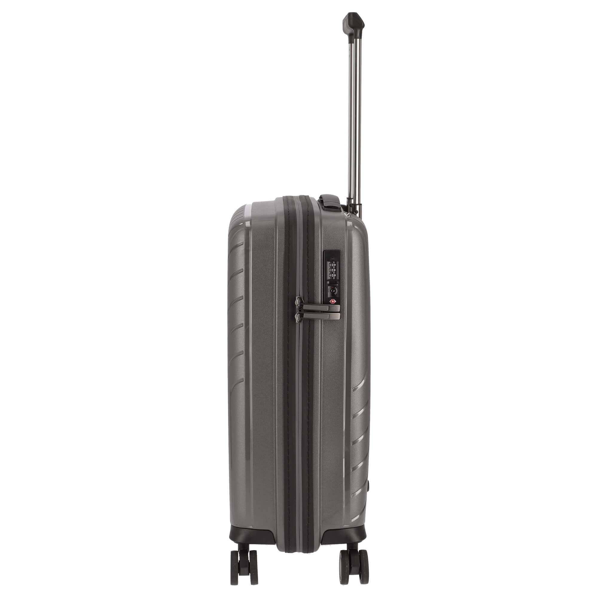 Wave Valigia rigida Bagaglio a mano Trolley cabina 55cm Antracite, 4 ruote doppie, lucchetto TSA, espandibile, polipropilene leggero | 36L
