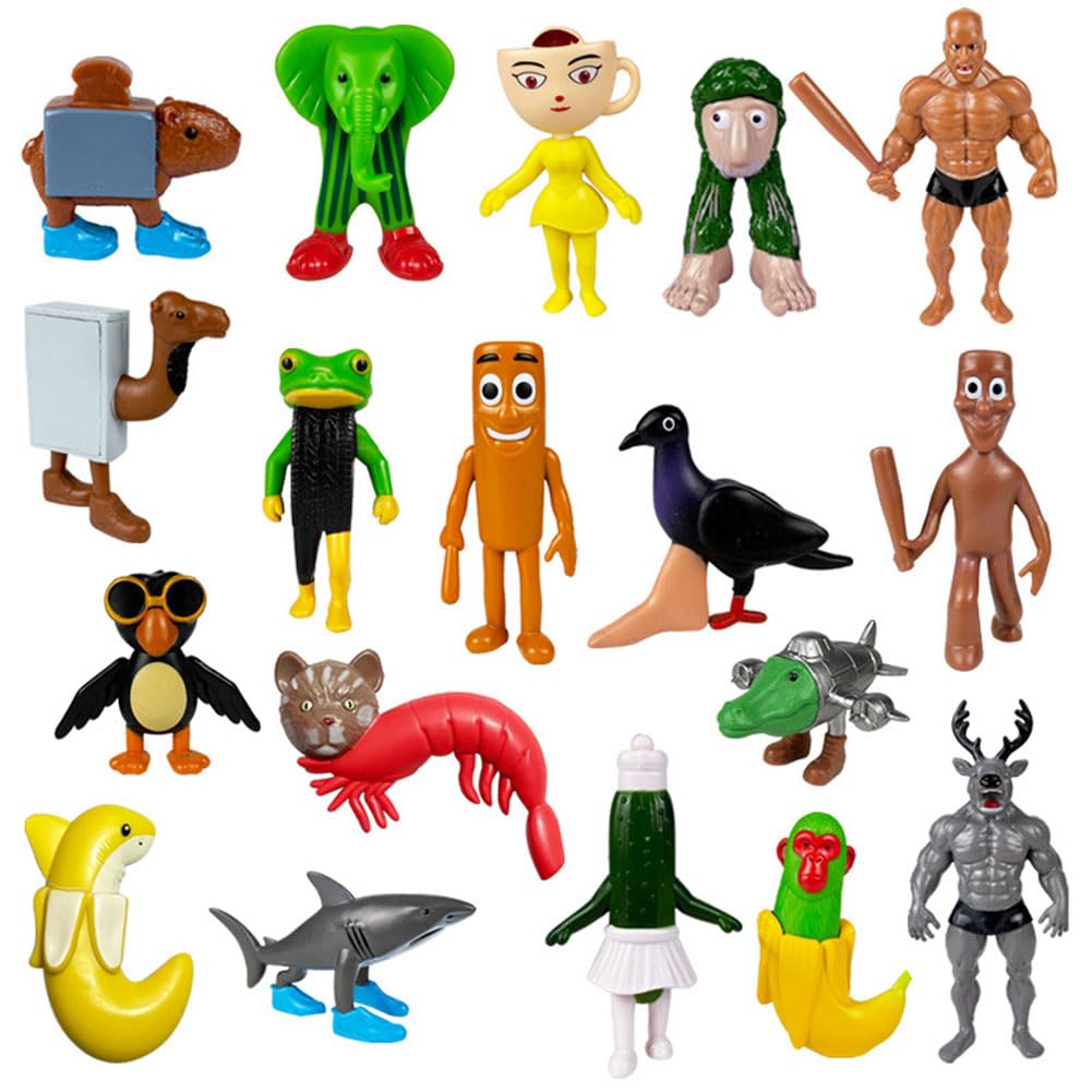 Funny Italian Brainrot Animal Figures Set Tung Tung Tung Sahur Figures Creative Wooden Stick Style Collectible Ornaments Tralalero-Inspired Desktop Decorations for Home Office Decor Gifts-Style D
