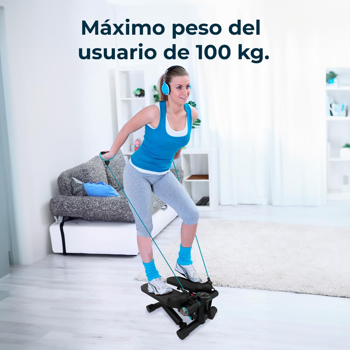 Cecotec Step Fitness Drumfit StepTrain 1000 Band. Stepper Fitness Casa con Pantalla LCD, 4 Niveles de Dificultad, Antideslizante y Resistente, Diseño Compacto, Límite de Peso 100 kg