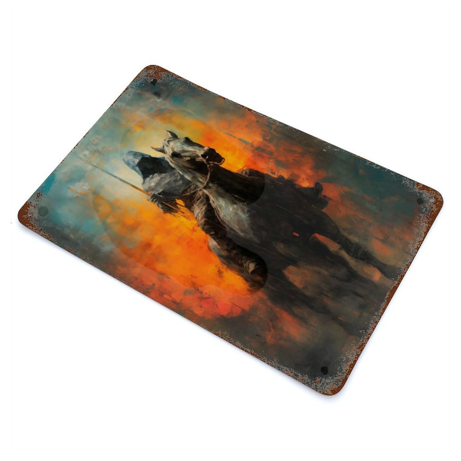 Mysterious Rider Weathered Tin Sign 11.8"x7.9", Novelty Wall Decor for Garage, Pub Or Kitchen
