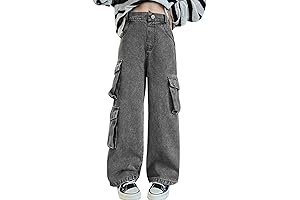 Girls Wide Leg Cargo Jeans