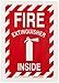 Brady 90383 B-302 High Performance Polyester 10" Height, 14" Width, White On Red Color Fire Sign, Legend Fire Extinguisher Inside With Picto