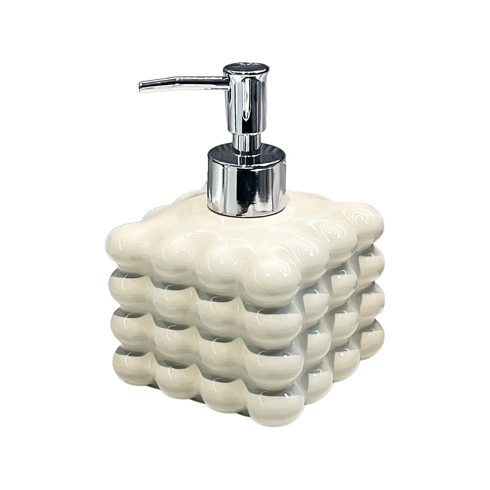 Qlecxzi White Engaging Ceramic Lotion Bottle Soft Porcelain Lotion Dispenser Smooth Hand Soap Dispenser Kitchen Texture Is Fashionable Hand Soap Hotel With Pump, 14.3X9.3cm