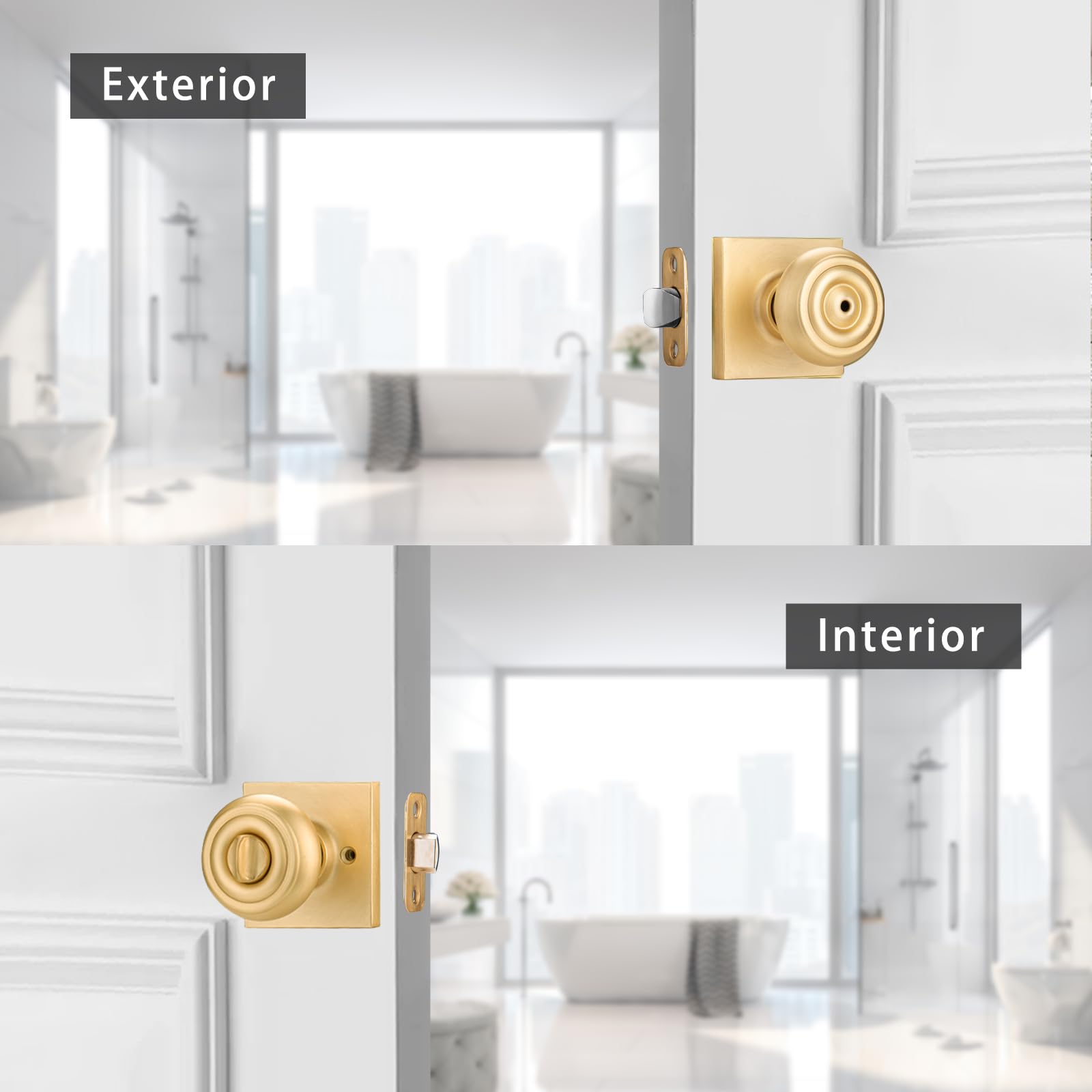 Vintage Brushed Gold Door Knobs - 6 Pack -3 Vintage Brushed Gold Door Knobs - 6 Pack -3