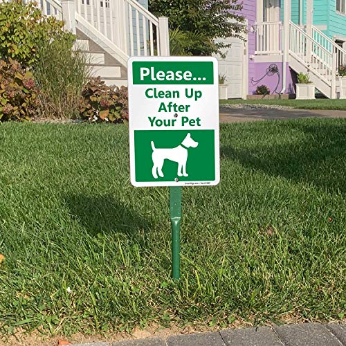 Please Clean Up After Your Pet Yard Sign, 40 Mil Laminated Rustproof Aluminum, 21.5 Inch Tall Sign And Stake Kit By Smartsign #TOP2