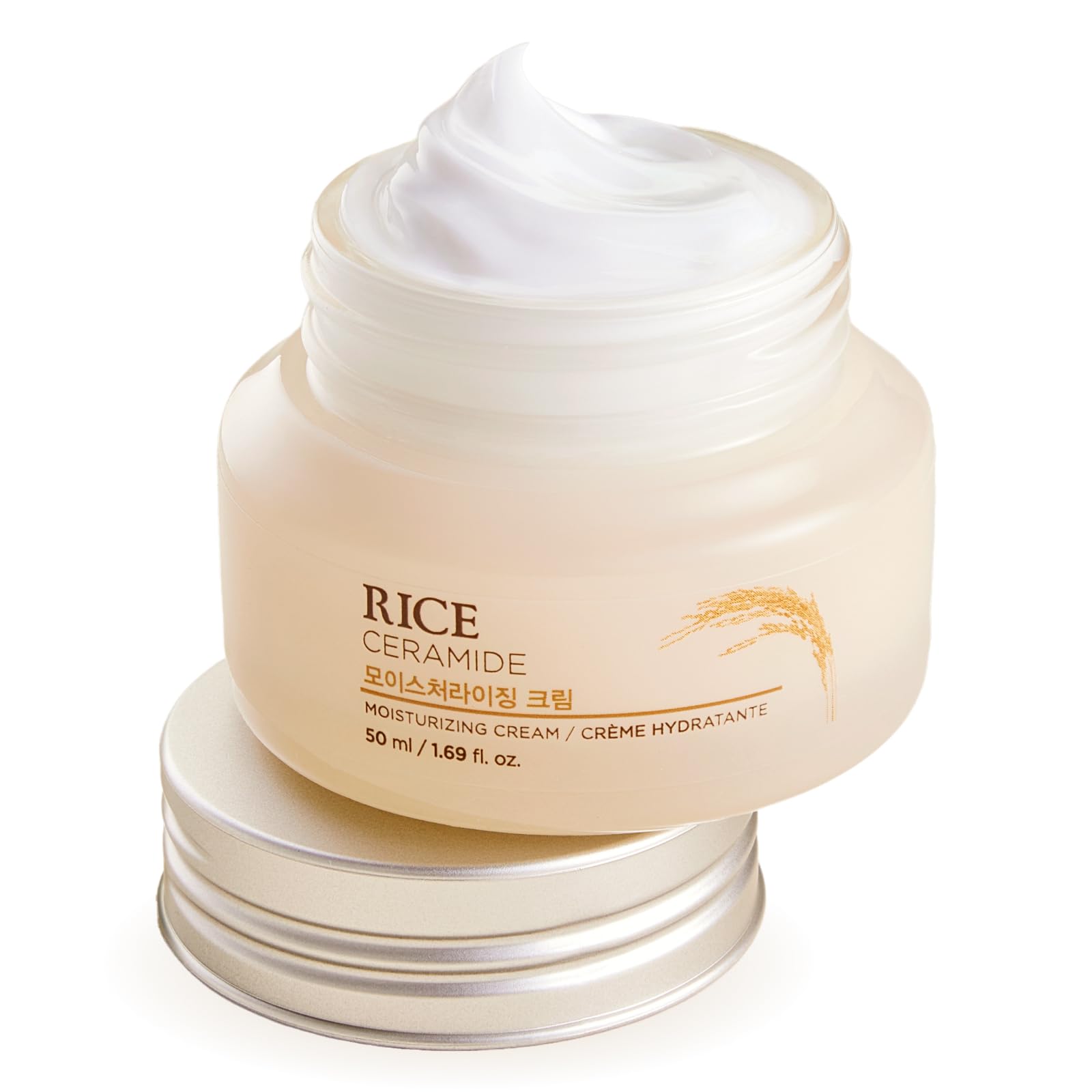 The Face Shop Rice & Ceramide Moisturizing Cream with Rice Extracts for brightening and Moisturizing | Moisturizing Face Cream for All Skin Types | Face Cream for brightening and strengthening the skin barrier | Paraben and Paraffins Free, Korean skin care products, 1.7 fl oz (50 ml)