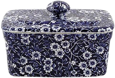 BurleighDark Blue Calico Butter Dish