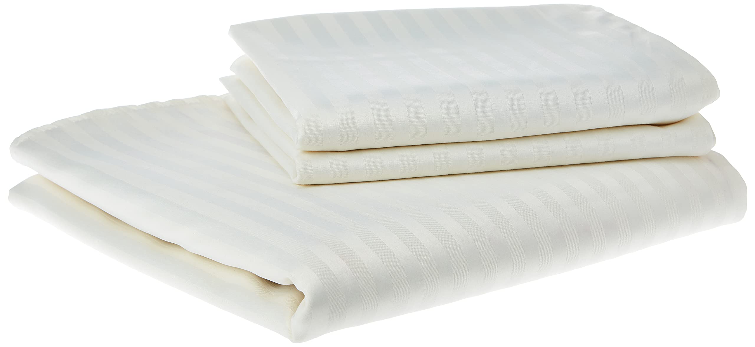 IBed home IBEDUltra Soft Striped Bed Sheet 3 Piece Set, Cotton, King, White, H25 x W30.8 D5.2 cm