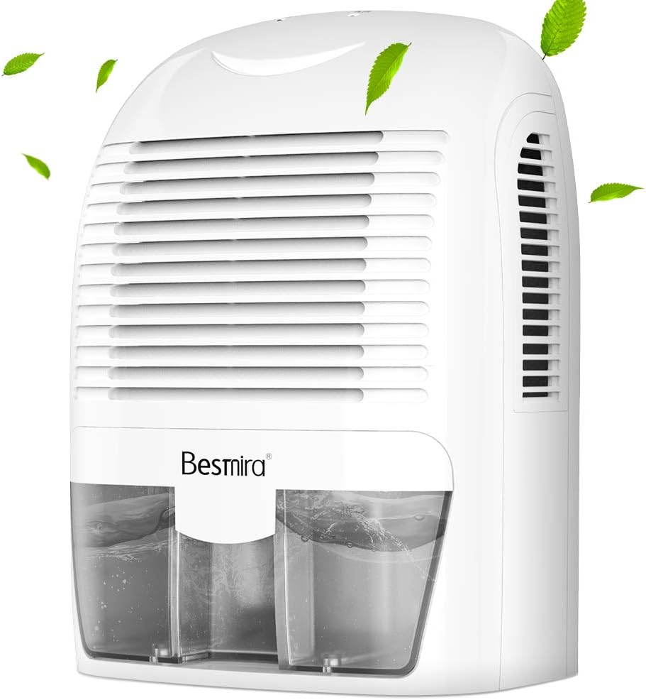 Besmira Portable Mini Dehumidifier 2200 Cubic Feet Electric Safe Dehumidifier for RV,Bathroom,home,Basement,Closet(Grey) …