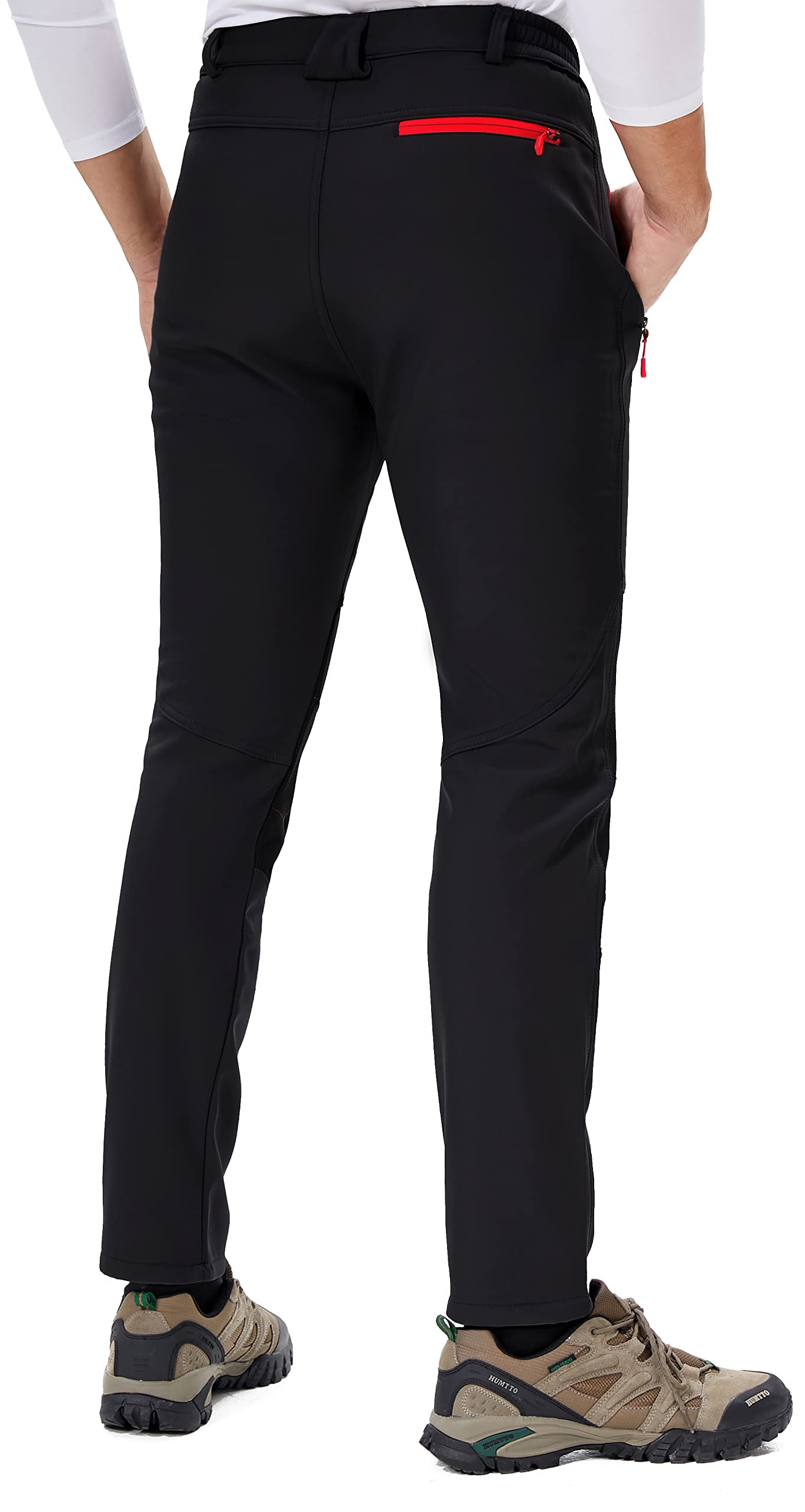 Pantaloni Trekking Sci Uomo Invernali Pantaloni da Lavoro Termici Impermeabile Pantaloni Neve Softshell Montagna Escursionismo Caldo All'aperto KZ41065M-Black-L