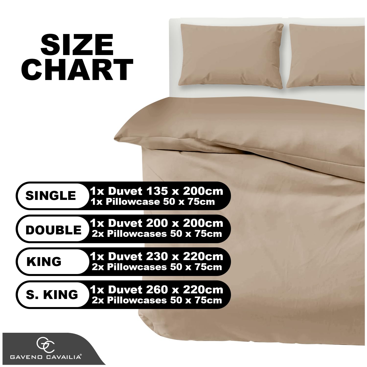GC GAVENO CAVAILIA Plain Bedding Set, Natural, Double - Image 4