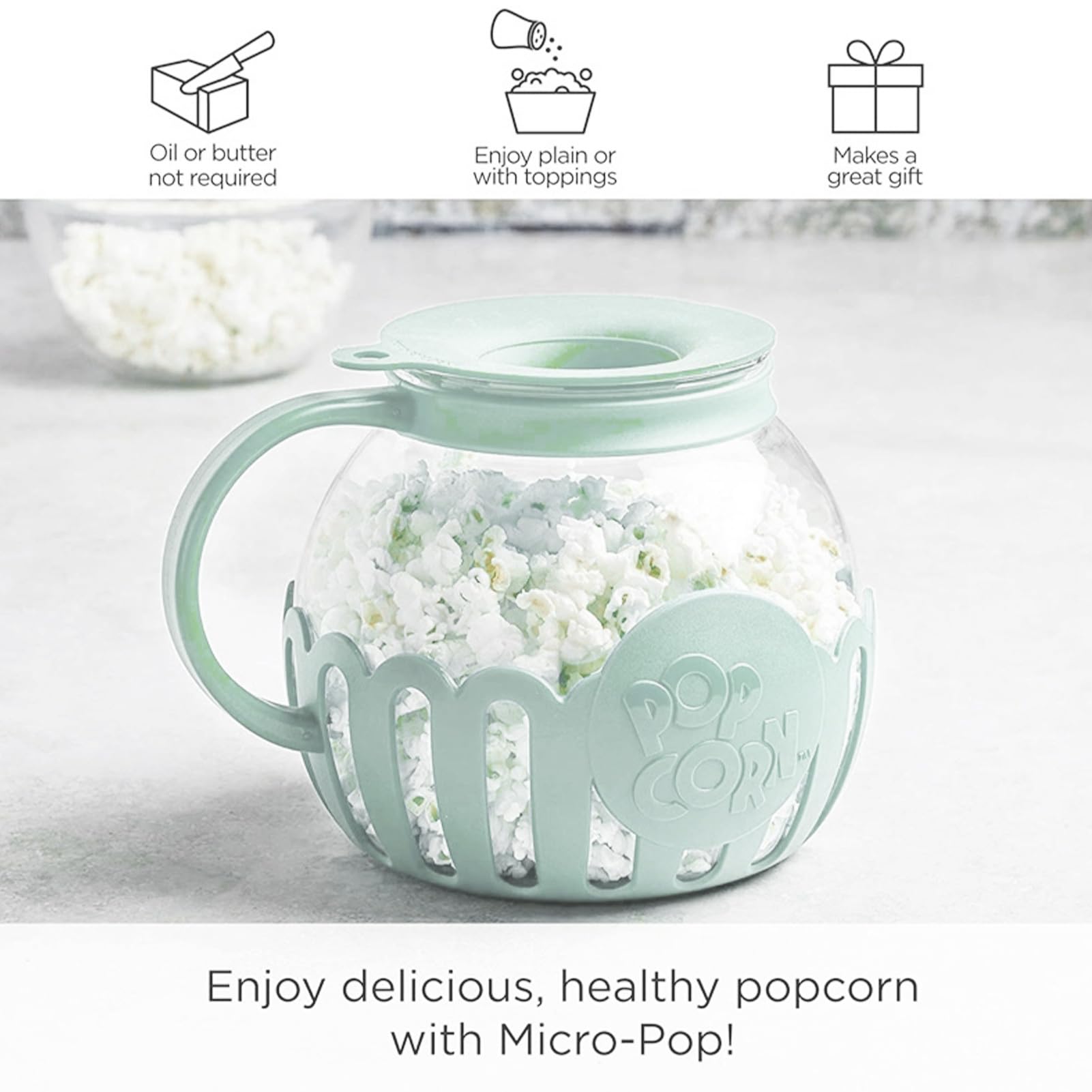 Máquina para hacer palomitas de maíz, olla para microondas, palomitas de maíz de aire, para microondas, microondas, palomitas de maíz, de cristal premium, sin BPA, apta para lavavajillas