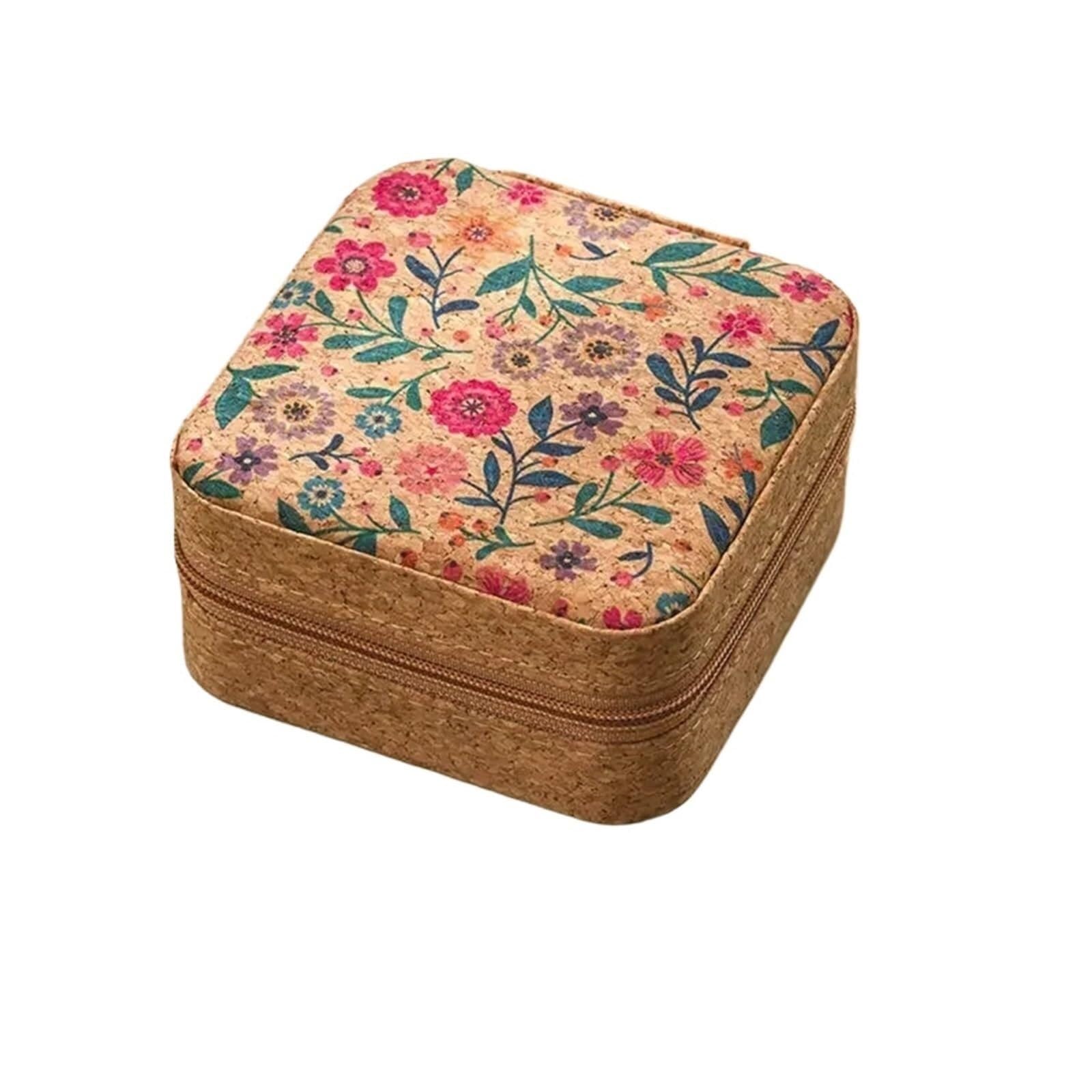 ZHAOQIN Jewellery Box Cork Pattern Jewellery Box, Vintage Style, Portable Travel Organiser, Display Rings, Necklaces And Earrings(Style1)