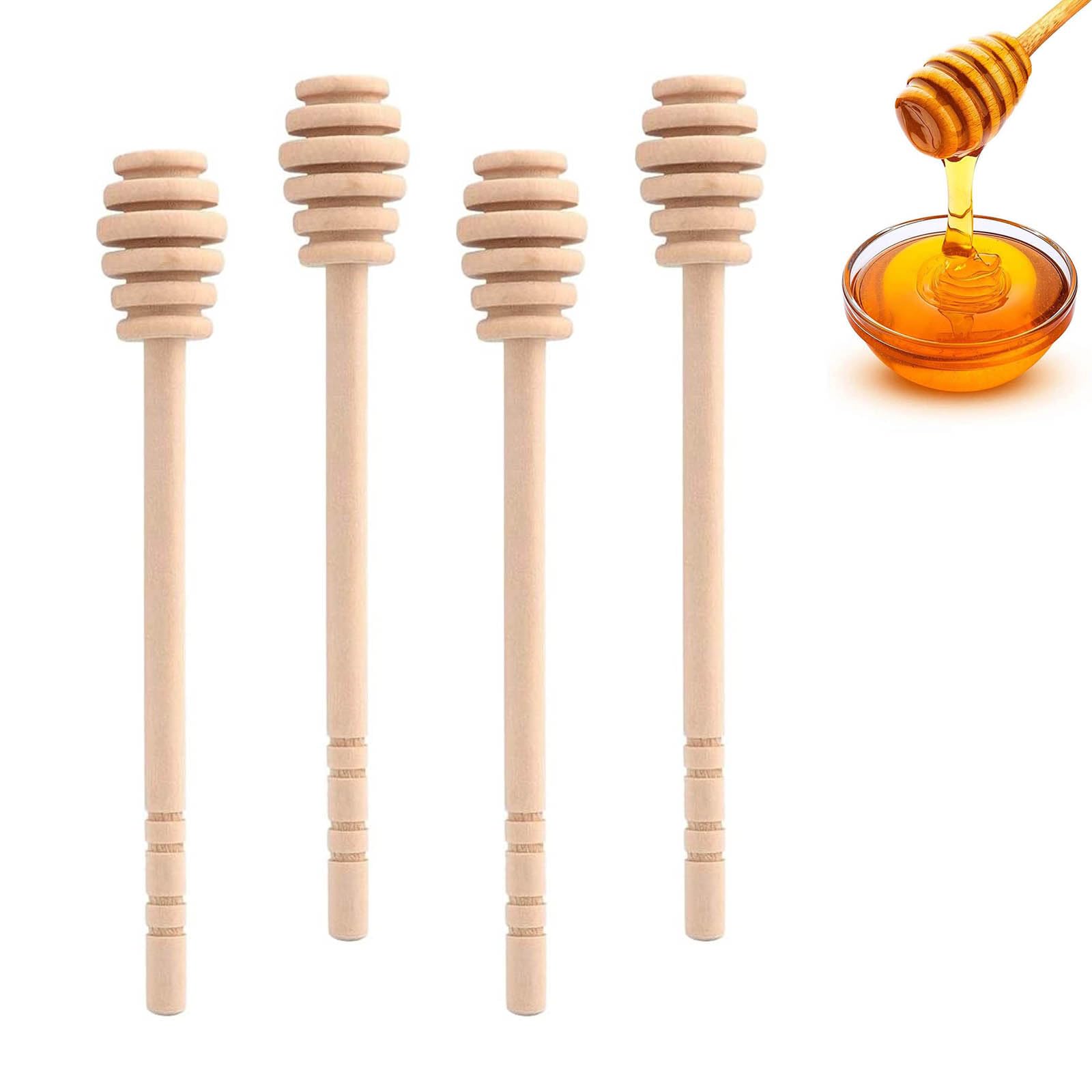 Wooden Honey Mixing Stirrer, 4PCS Wooden Honey Dipper Stick, 6 Inch Honey Dipper Sticks Honey Spoon Long Handle Wood Honey Spoon Stir Bar for Honey Jar Dispense Drizzle Honey and Kitchen Tools