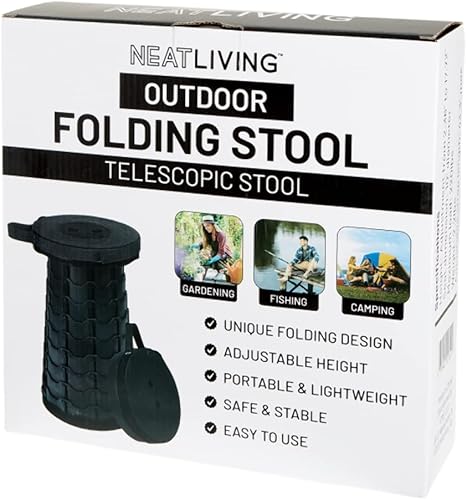Miniatura 5 de Westerly Paquete de 4 taburetes plegables retráctiles portátiles, plegables telescópicas plegables para adultos para pesca al aire libre,