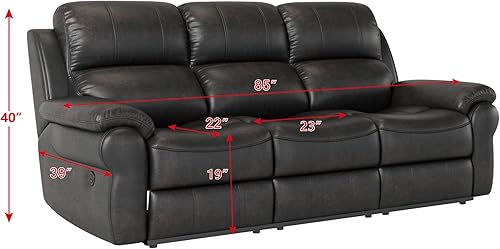 Miniatura 2 de Sofá biplaza tapizado de piel sintética con movimiento manual con portavasos y 2, sofá de pared de poliuretano para cine en casa, apartamento, casa