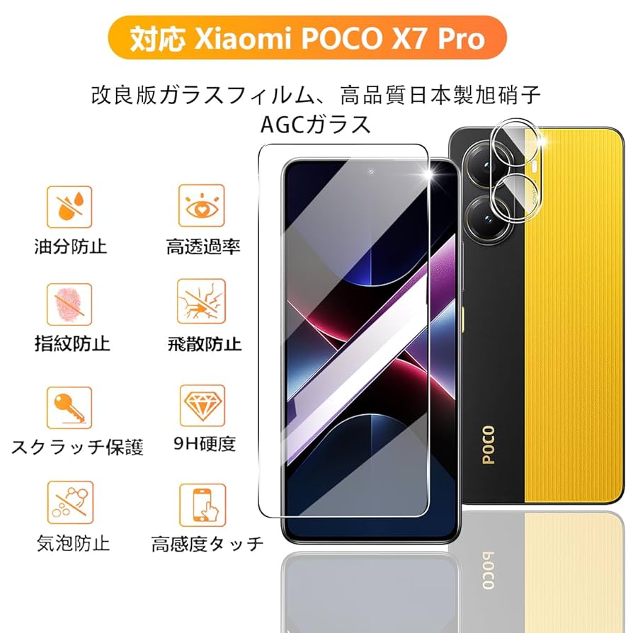 Amazon | 【2+2枚セット 指紋認証対応】 用 Xiaomi POCO X7 Pro
