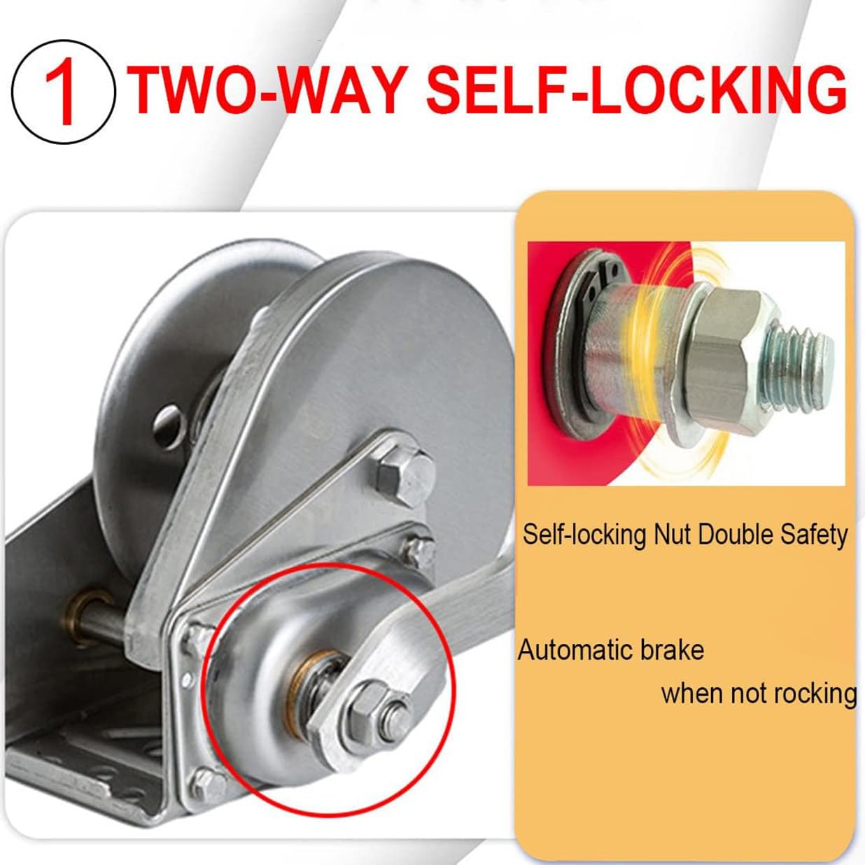 Hand Winch, Portable Hand Crank Winch With Auto Brake