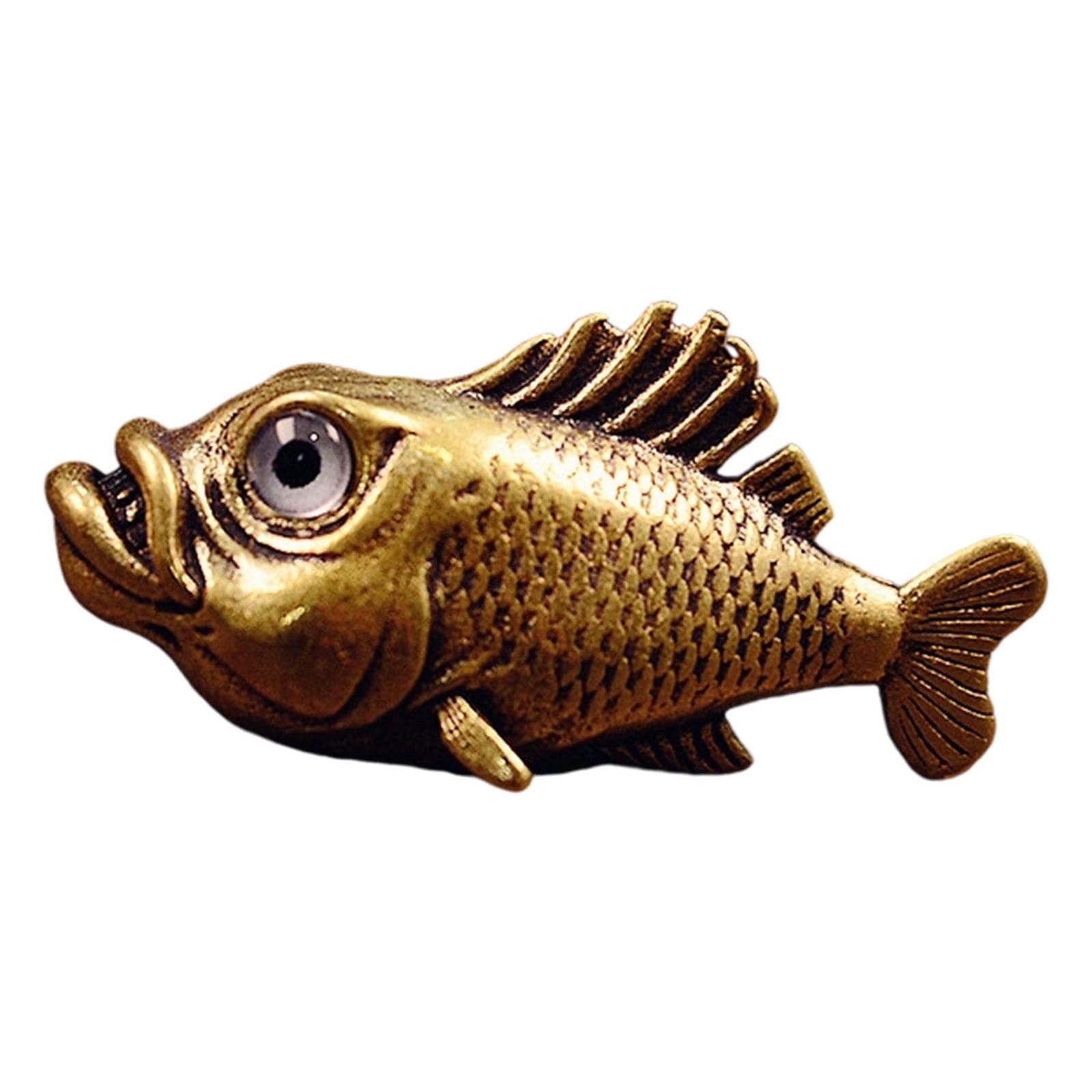 Beimus Retro Copper Fish Sculpture Antique Marine Creature Figurine Collectible Desktop Ornament For Mantel Bookshelf Fish Figurine