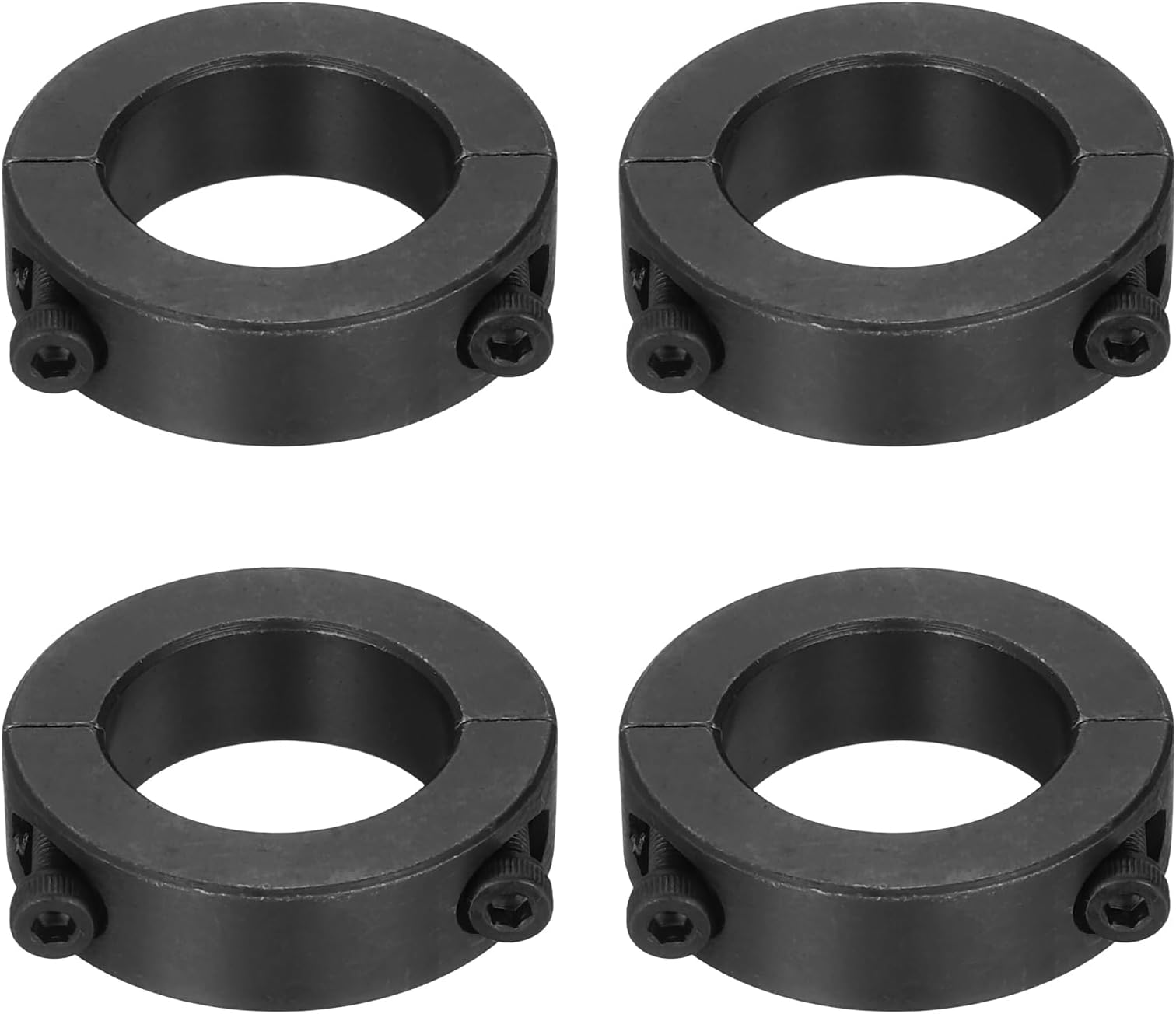 4pcs Double Split Shaft Collars 22mm Bore, Two-Piece Clamping Collar 35mm OD 10mm Thickness Carbon Steel Lock Collar Clamp with Set Screws (Black Oxide)