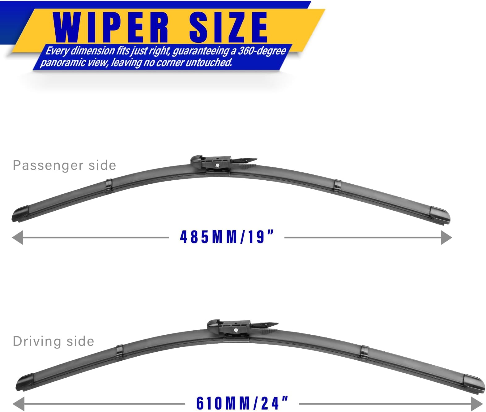 2 wipers Replacement for BMW 3-Series 4-Door E90 E91 F30 F31 F34 F80 M3 09/2009-2018 Audi A3 2005-2013, Windshield Wiper Blades Original Equipment Replacement - 24"/19" (Set of 2) Pinch Tab