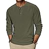 TARAINYA Henley Sweatshirts Homme Coton Sweat sans Capuche Manches Longues Vert Militaire 2XL