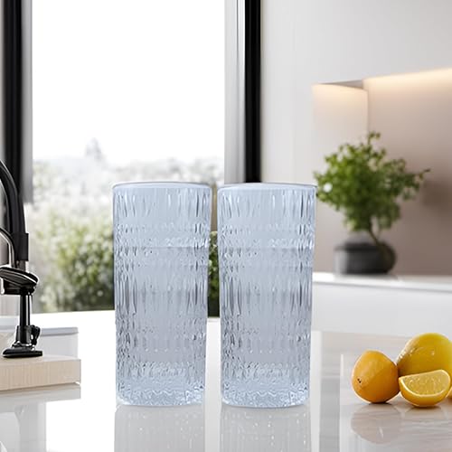 Miniatura 7 de Vasos Highball Juego de 4  Vasos de vidrio vintage de 15 onzas para cenas  Textura única, aptos para lavavajillas