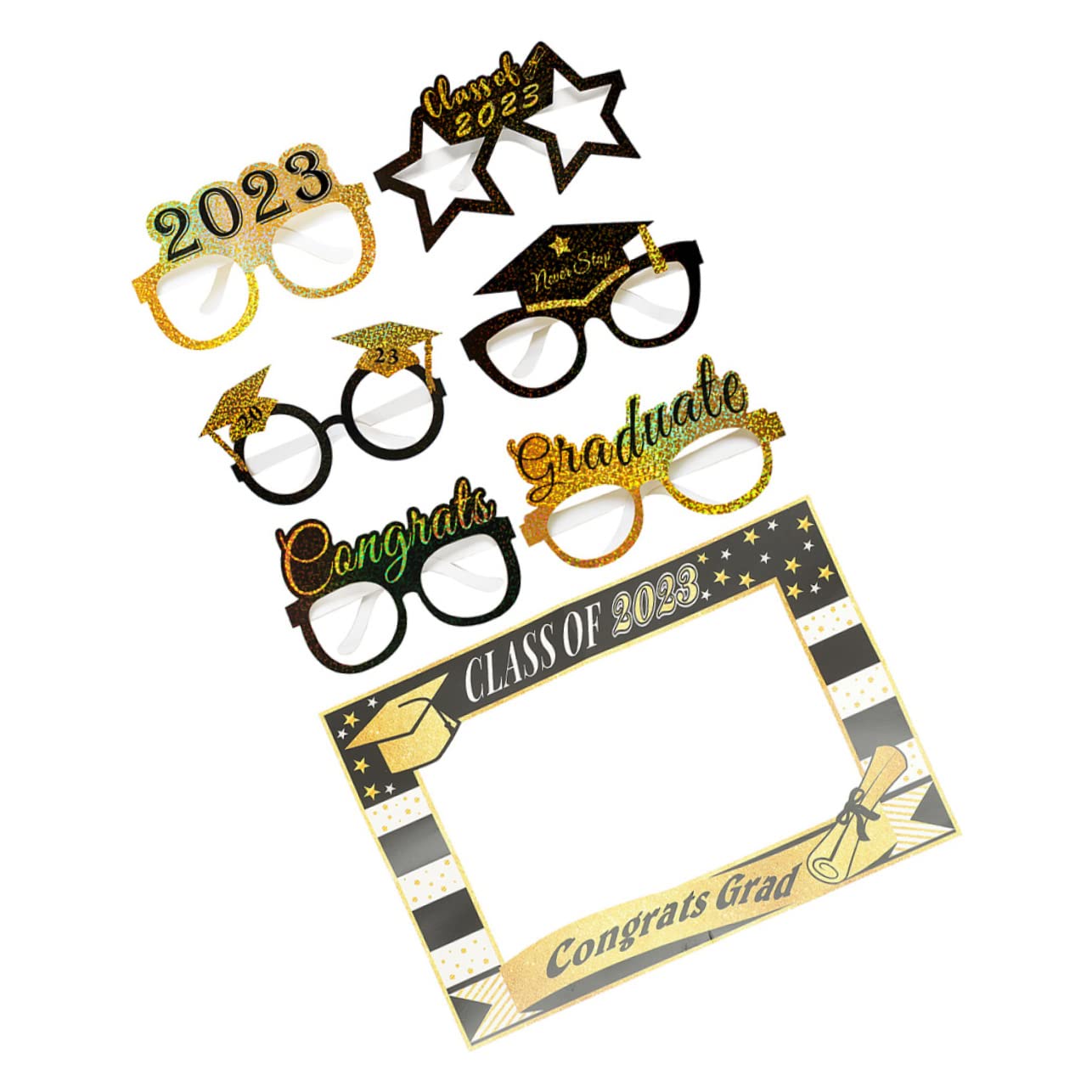 Cabilock 4 Ensembles Lunettes de Graduation de Accessoires Photo avec Cadre Papier pour Fête de Remise de Diplôme et Photobooth Décoration Amusante pour la