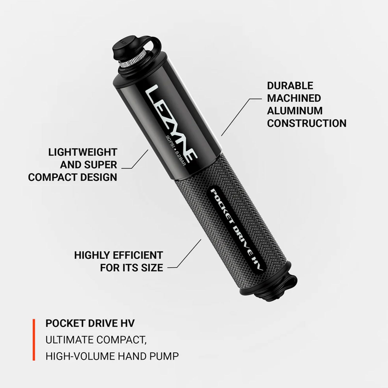 Amazon.com : LEZYNE Pocket Drive HV Compact Bike Hand Pump | 90