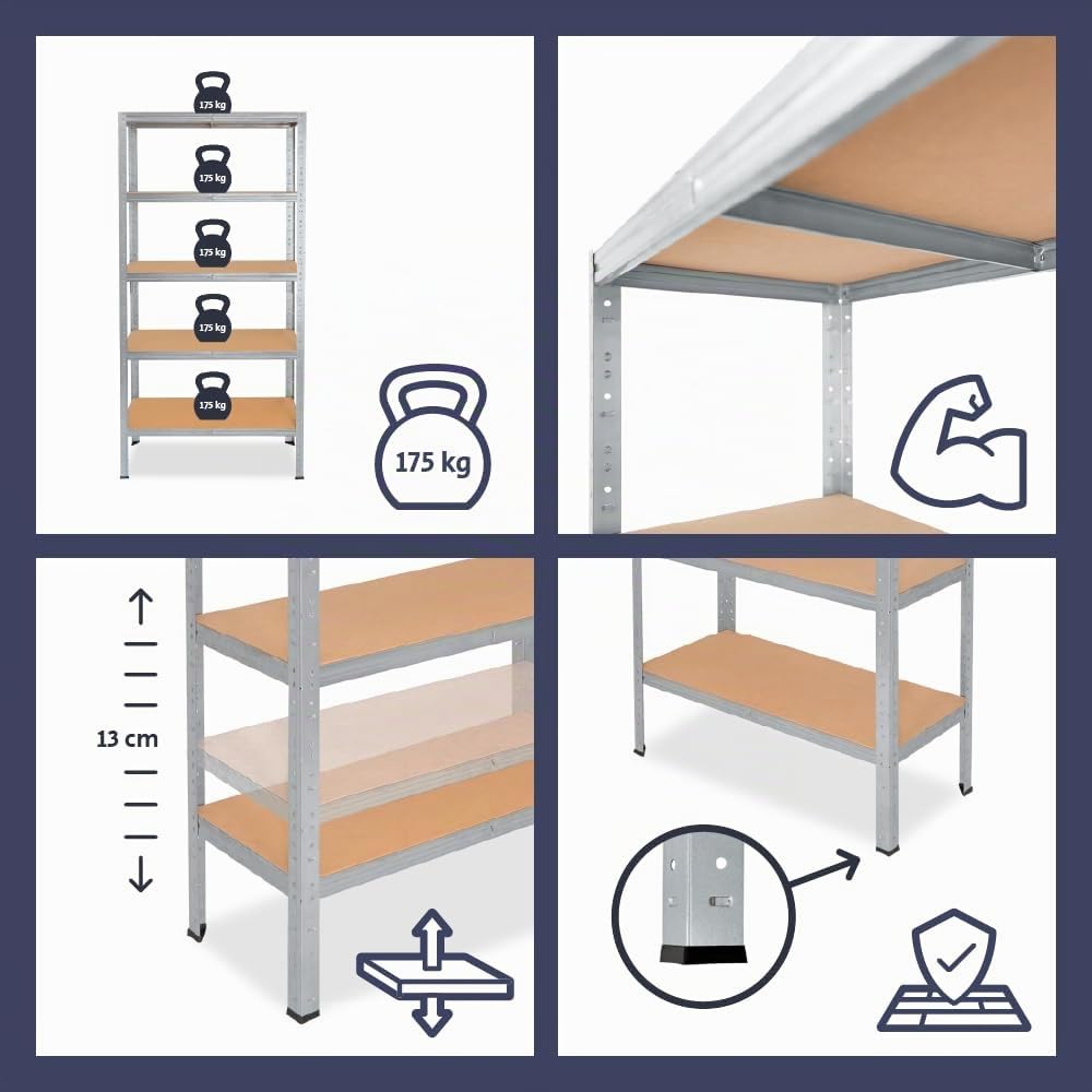 shelfplaza® 100x100x40cm Home Étagère Charge Lourde galvanisé/Etagere Metallique 4 Niveaux / 175kg capacité Charge/Etagere en Metal, étagères de Rangement & Etagere Rangement Garage Acier