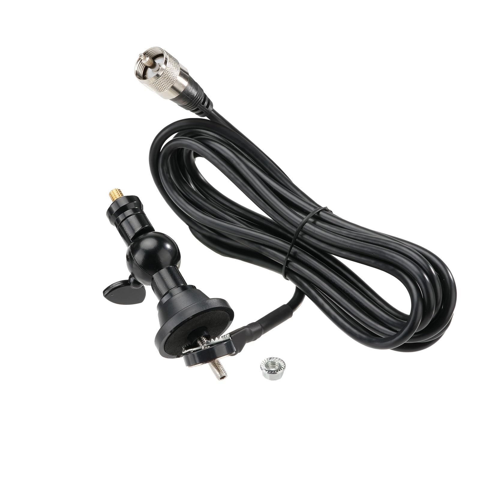 Superbat Antenne radio CB 27 MHz UHF VHF PL259 et BNC mâle avec base rotative réglable compatible avec Bearcat Radioddity Texas Ranger RoadKing Véhicule Voiture Camion Bateau Radios CB