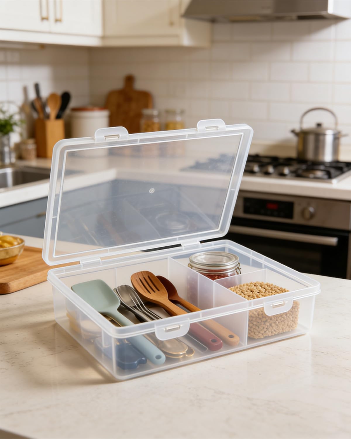 Scatola organizer per carta, confezione da 3 scatole in plastica per foto, documenti, documenti, documenti, foto, 32 x 23 x 5 cm