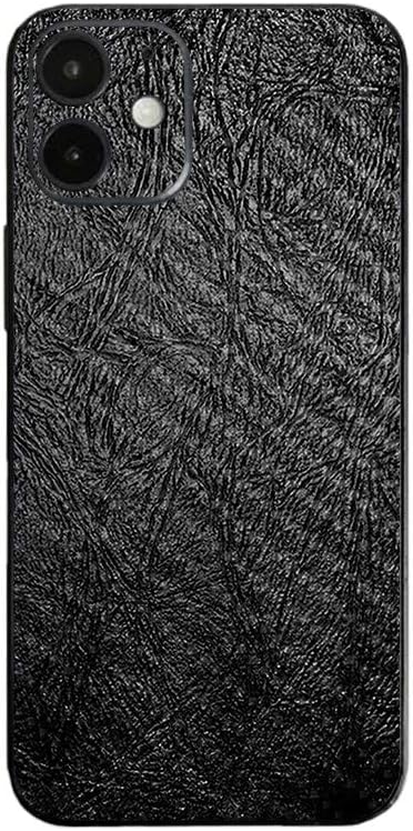 MightySkins Carbon Fiber Skin Compatible with Apple iPhone 12 Mini - Black Leather | Protective, Durable Textured Carbon Fiber Finish | Easy to Apply | Made in The USA, CF-APIPH12MI-Black Leather