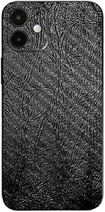 MightySkins Carbon Fiber Skin Compatible with Apple iPhone 12 Mini - Black Leather | Protective, Durable Textured Carbon Fiber Finish | Easy to Apply | Made in The USA, CF-APIPH12MI-Black Leather