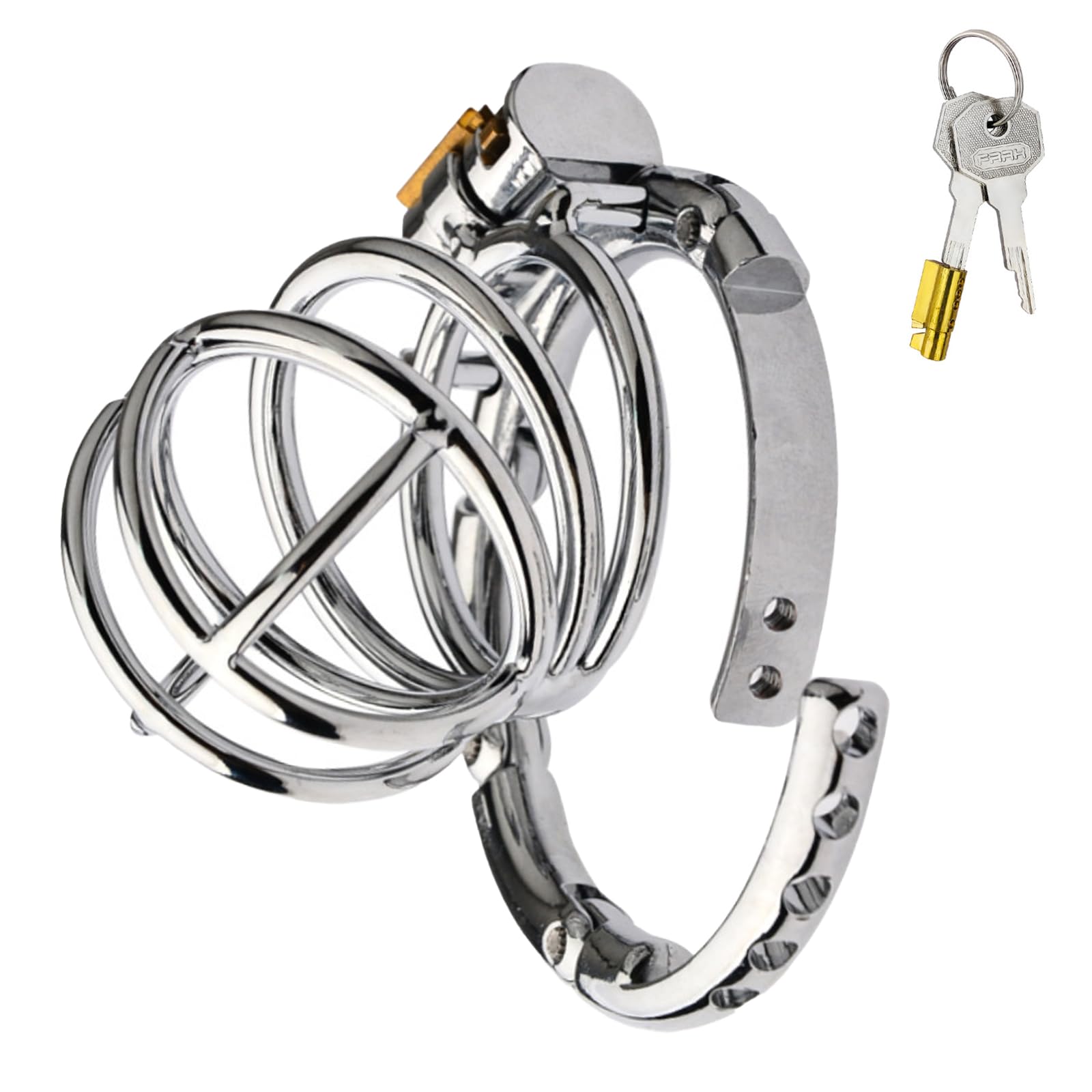 BDSMLOVE Gabbia di Castità in Metallo, Gabbia per Pene Gabbia Castità Regolabile Cintura di Castità Uomo, Set di Giocattoli Sessuali Schiavo Giocattoli Sessuali per Uomini (B)