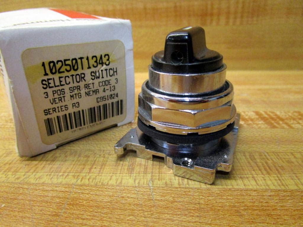 Eaton 10250T1343 Non-Illum Selector Swtch,30mm,3 Pos,Knob