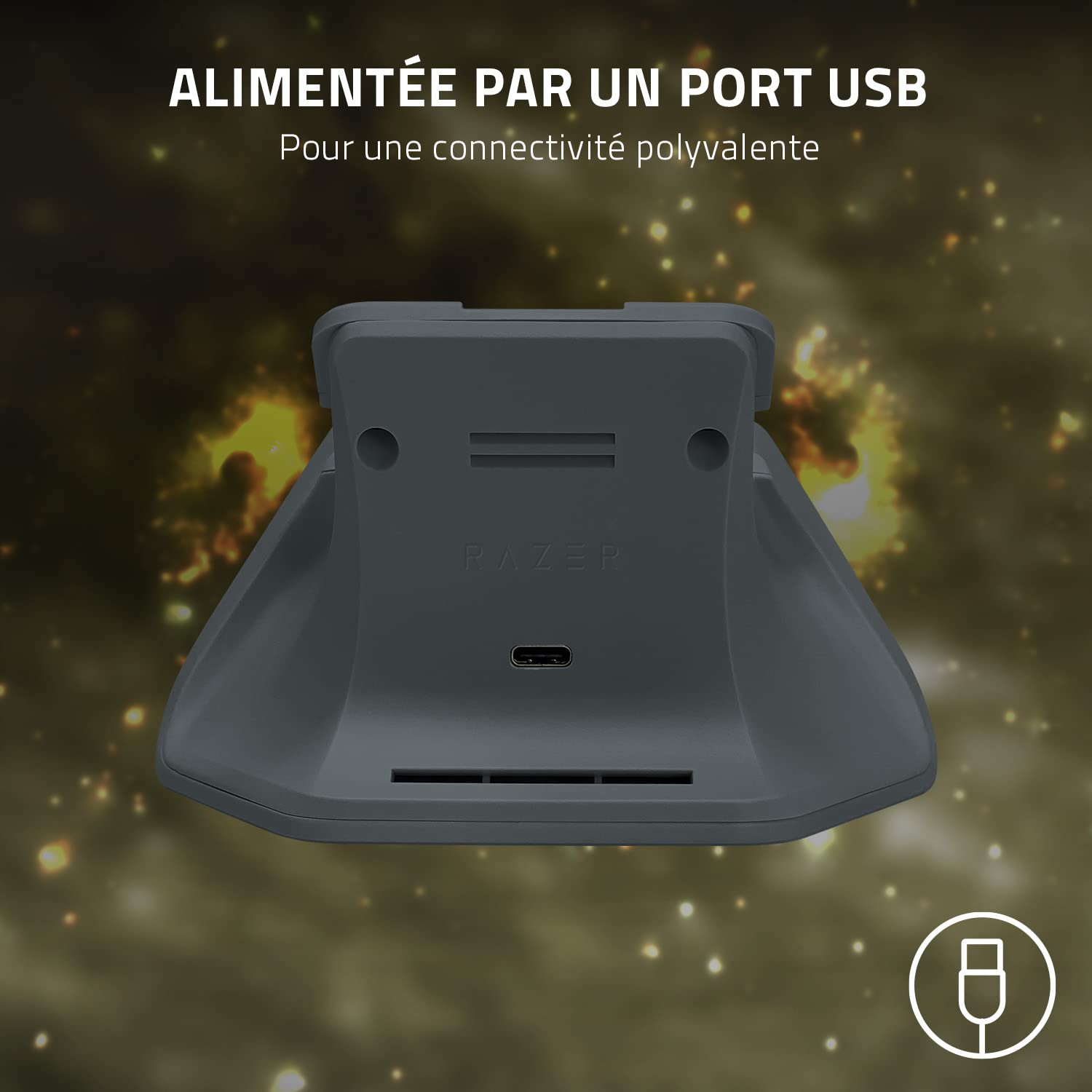 Razer Universal Quick Charging Stand - pour Manettes de Xbox (Charge Rapide, Contact Magnétique, Compatibilité Universelle, Navigation à Une Main) Lunar Shift Ed.