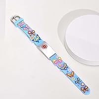 Vista 3 de MEALGUET Pulseras de identificación de alerta médica para niños, pulsera de identificación médica ajustable de silicona y acero inoxidable