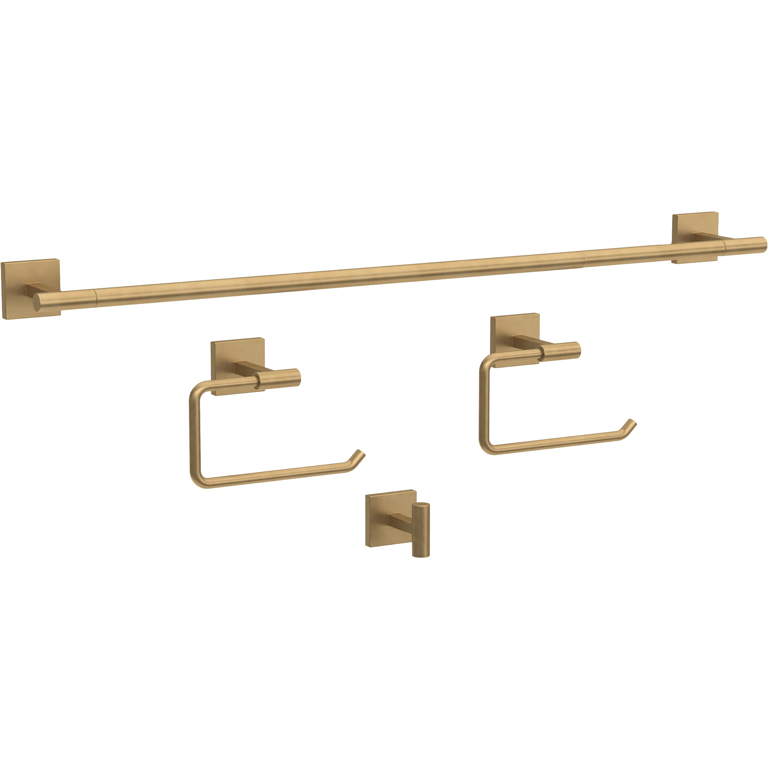 Franklin Brass NASH64-SG Nash 4-Piece Bath Hardware Set 18 in. Towel Bar w/Extender, Toilet Toilet Paper Holder, Towel Holder