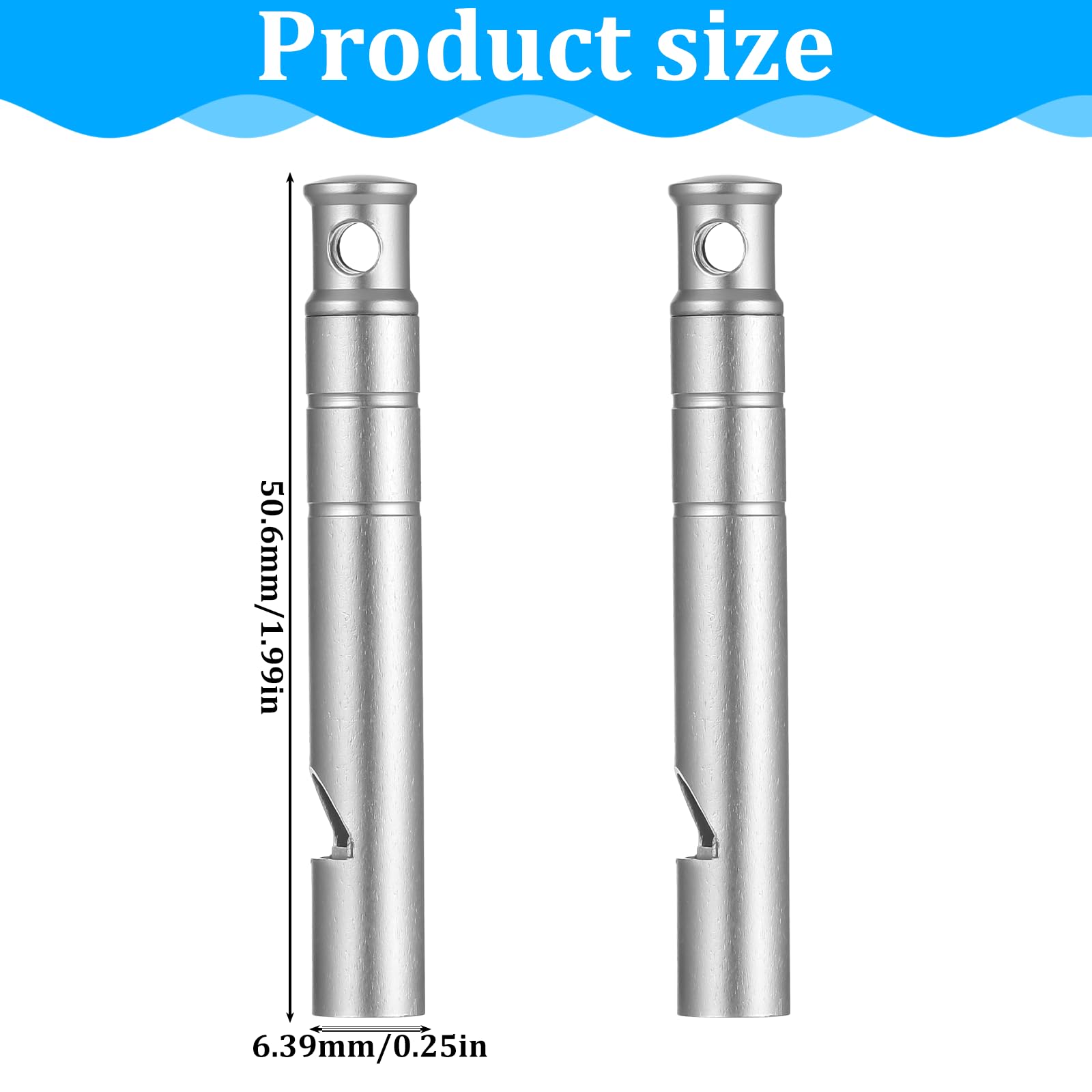 ElevateTech 2Pcs Titanium Emergency Whistle 120db Safety Whistle with Lanyard Suitable for Camping Hiking Pet Training Coaching Sports Hang Around Your Neck (Silver)