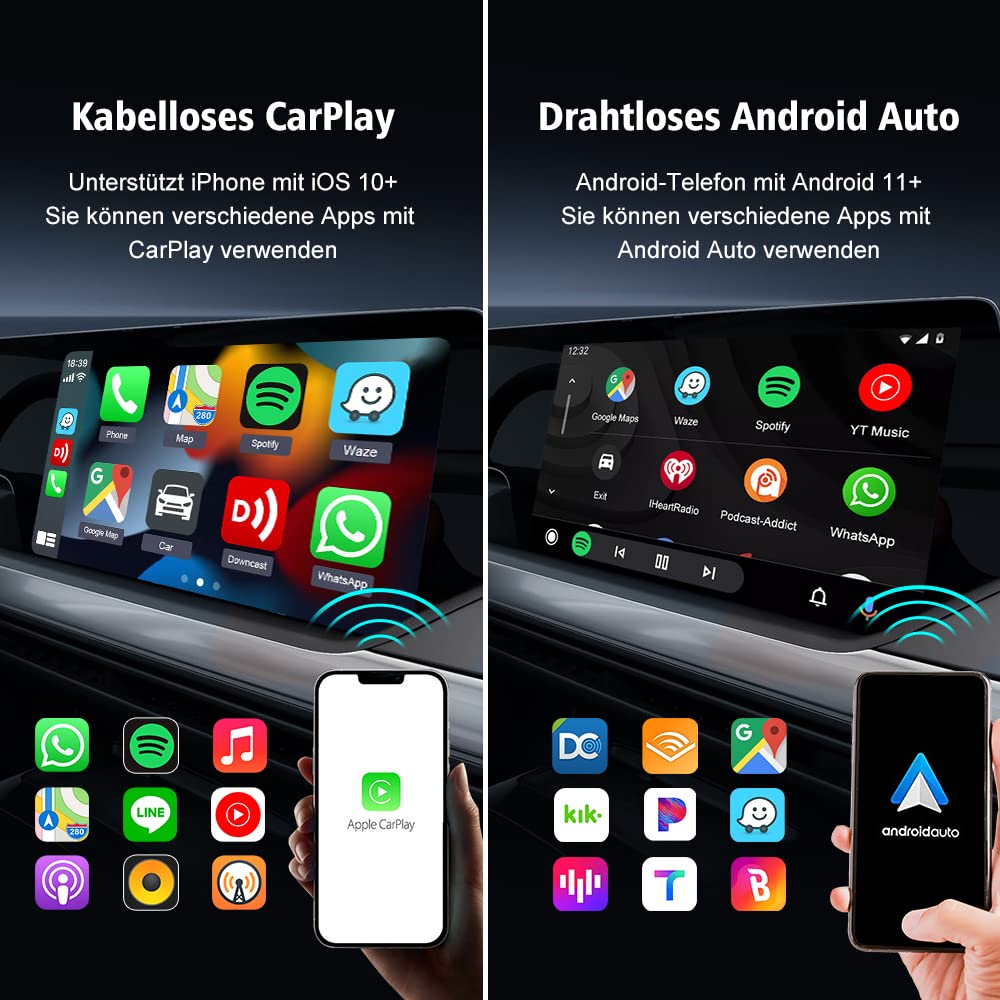 Carlinkit 5.0 2air Wireless Carplay und Wireless Android Auto Adapter,2026 Upgrade 2 in 1 Wireless Adapter,Konvertieren Werkseitig Verkabeltem CarPlay zu Wireless,Verkabeltem Android Auto zu Wireless