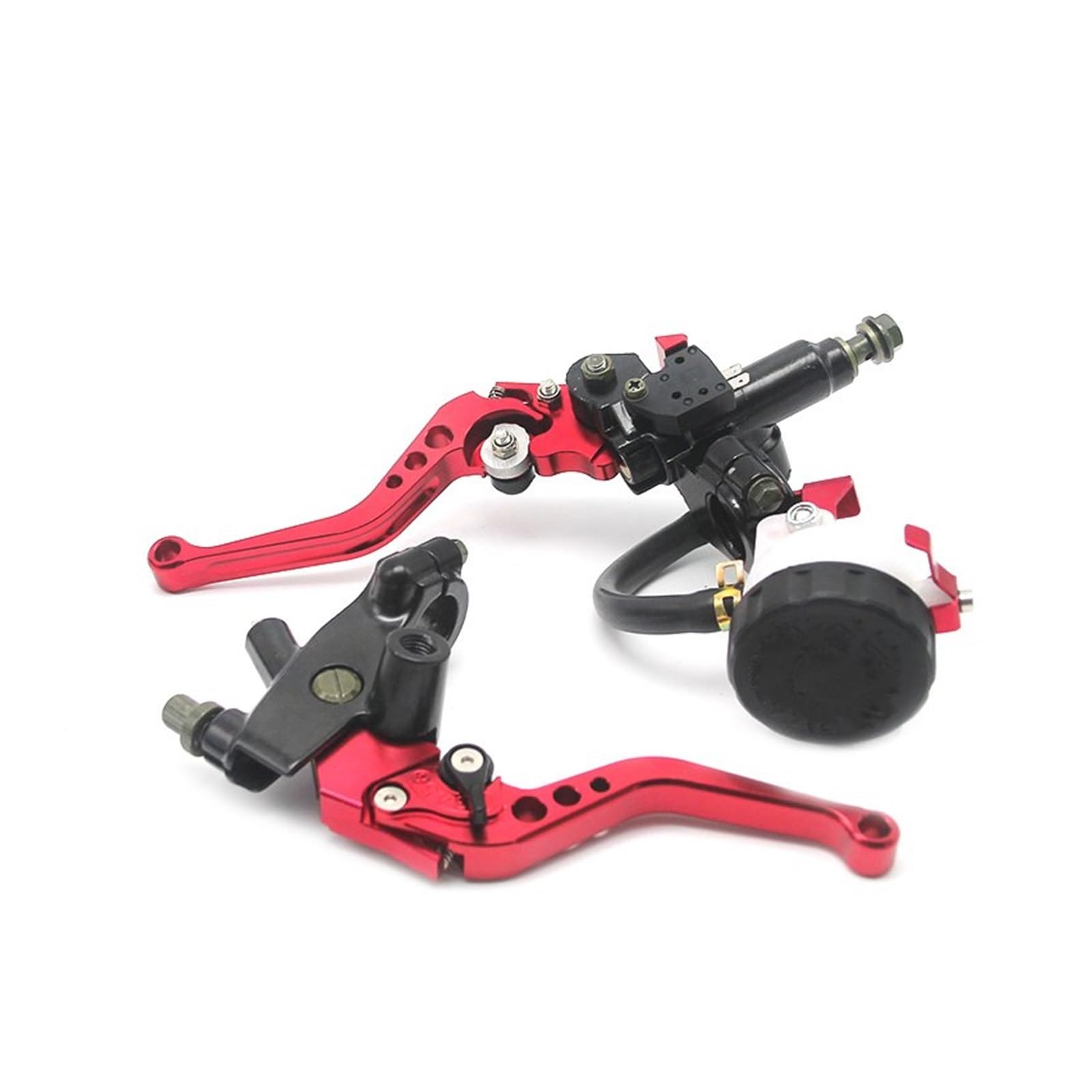 Iukmr Red Set Motorcycle Clutch Brake Lever 7/8" 22Mm Motorcycle Clutch Brake Master Cylinder Reservoir Levers Kit Fluid Set(Red Set)
