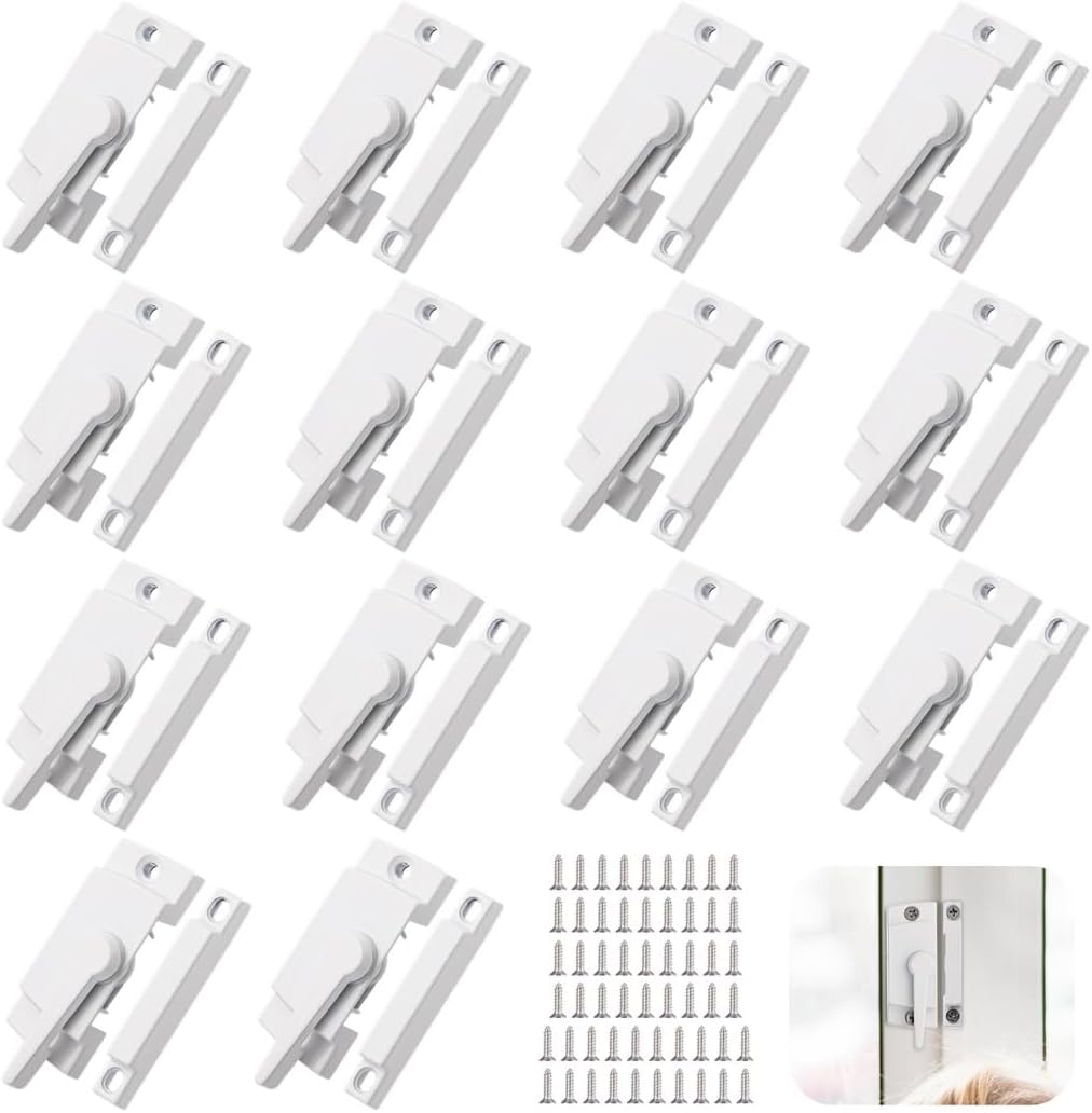 Zinc Alloy White Window Locks, Screws With Vertical 14 Pcs And Locks, Sash Window Latches, Sliding Window Window Parts Hardware And Horizontal Security